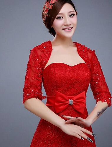  Damen Bolero aus Spitze für Hochzeiten, Brautjacken, Schal, formelle Party, Abschlussball, Abend, Umhang für die Braut, Brautjungfer, Wickeljacke