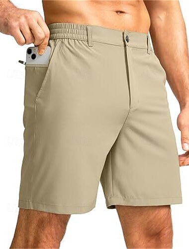  Herren Shorts Kurze Hosen Kleid-Shorts Kurze Golfhosen Knopf Tasche Elastische Taille Glatt Atmungsaktiv Leichtgewichtig Knielänge Outdoor Geschäft Täglich Sport Modisch Schwarz Rote Mikro-elastisch