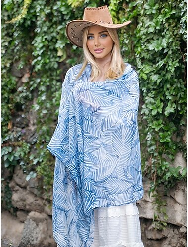  Fransenschal mit Boho-Bananenblatt-Print – leicht und vielseitig, perfekt für Frühling, Sommer und Strand