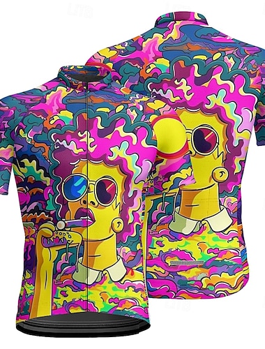  Per uomo Maglia da ciclismo Manica corta Bicicletta Maglietta Maglietta / Maglia con 3 tasche posteriori Ciclismo da montagna Traspirante Asciugatura rapida Design anatomico Ad alta capillarità Viola