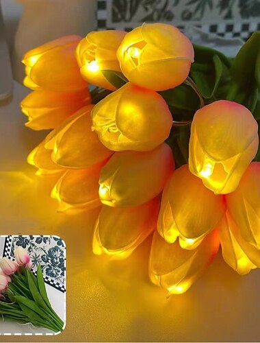  10db tulipán lámpa, ambient sense asztali lámpa, led szimulációs csokor éjszakai lámpa, szobadekorációs csokor asztali lámpa, kézi csokorlámpa