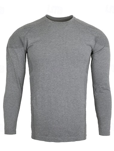  Voor heren T-shirts T-shirt Shirt met lange mouwen Lange mouw Strakke ronde hals Lente & Herfst Effen Modieus Ontwerper Sexy Vakantie Straat Uitgaan Marine Zwart Licht Grijs Top T-shirt voor mannen