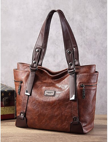  bolsa de couro sintético marrom premium para mulheres – bolsa mensageiro versátil com alça ajustável para trabalho e uso casual