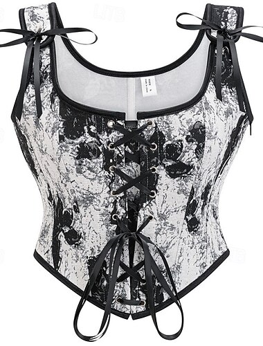  Retro Vintage Mittelalterlich Renaissance Korsett Weste Bustier Ren Faire Schnürung Blumen Jacquard Damen Keltisch Fantasie Halloween Karneval Party Alltagstauglich LARP Erwachsene Korsett