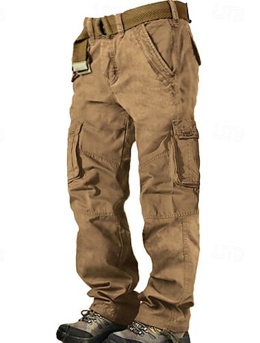  Herr Militärbyxor Cargo byxor Arbetsbyxor Vandringsbyxor Flera fickor Rakt ben Slät Fuktabsorberande Bärbar Fullängd Utomhus Dagligen Camping och vandring Mode Streetwear Svart Armégrön