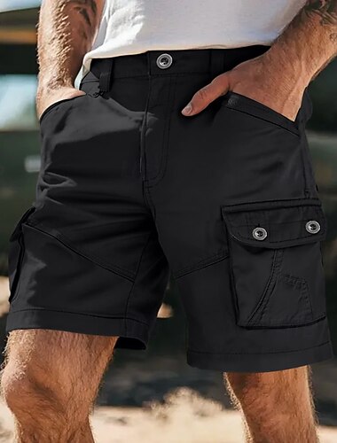  Herren Cargo Shorts Kurze Hosen Shorts Kurze Hosen Bermudas Arbeitsshorts Lässige Shorts Multi Pocket Gerade geschnitten Glatt Feuchtigkeitsableitung tragbar Knielänge Outdoor Campen und Wandern