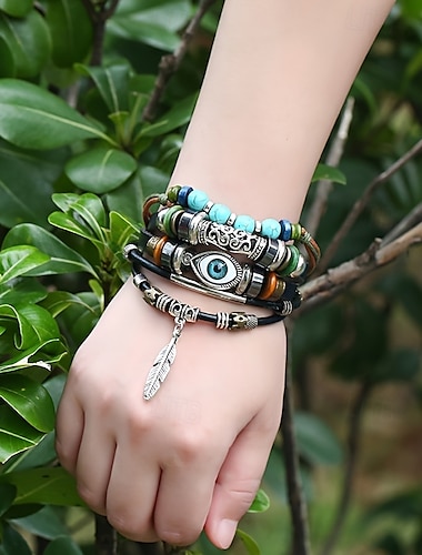  Bracelets en cuir Femme Fantaisie Précieux mode Bracelet Bijoux Bleu Forme Géométrique pour Soirée