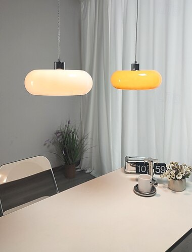  Lámpara colgante de cristal redonda estilo Bauhaus, pantalla de cristal de 28 cm, 110-240 V