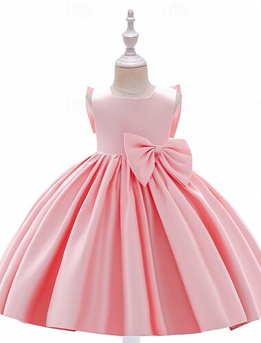  Barn Flickor Festklänning Ensfärgat Ärmlös Speciellt Tillfälle Prinsessa Polyester Festklänning Sommar Vår 3-10 år Flerfärgad Vit Champagne