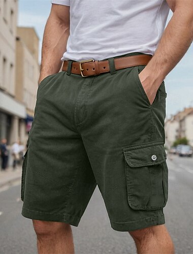  Homme Short Cargo Short Bermuda Multi poche Jambe droite Plein Respirable Evacuation de l'humidité Longueur genou Extérieur Casual Camping et randonnée Mode Vêtement de rue Noir bleu marine