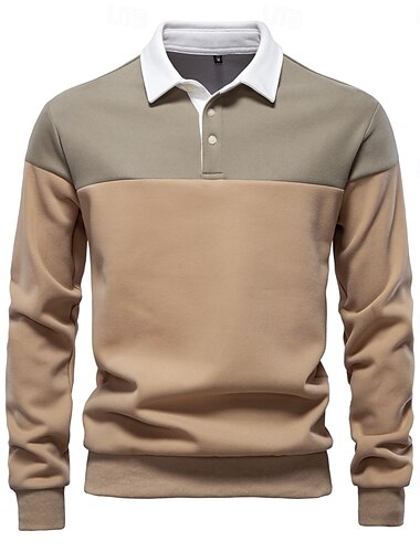  Herren Polo-Sweatshirt Gelb Armeegrün Rote Blau Grün Revers Farbblock Lässig Täglich Sport Lässig Frühling & Herbst Bekleidung Kapuzenpullover Sweatshirts Langarm
