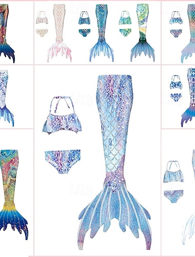  Kinderen Voor meisjes Zeemeermin zwemkleding Zwempak Feestdagen Strand Weegschalen Vakantie Tropisch Badpakken 4 jaar + Zomer Wit Geel