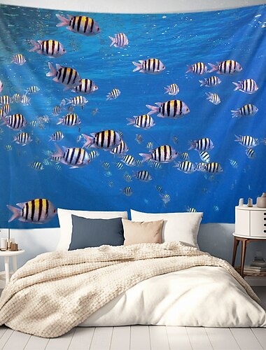  Landschaft Ozean Fische Hängender Wandteppich große Wandteppich Wanddekoration Fotografie Hintergrund Decke Vorhang Wohnraum Schlafzimmer Dekoration