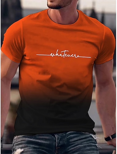  Herre T-Shirts Kortærmet skjorte Tee Top Kortærmet Rund Hals Forår & Vinter bogstavtryk Mode Designer Trykt mønster Ombre Design Ferierejse Gade I-byen-tøj Sort Blå Grøn Top T-shirt til mænd