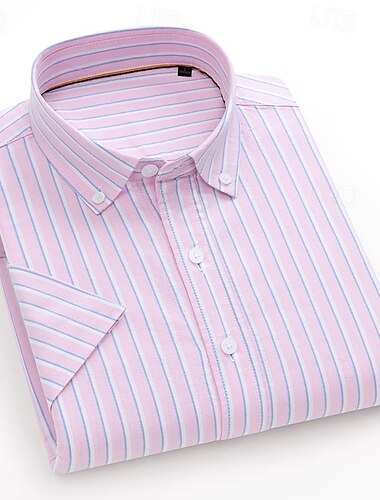  Herren Oberhemd Hemd Oxford Hemd Bügelfreies Hemd Gestreiftes Hemd Hochzeit Outdoor Hellgrün Blau Violett Orange Langarm Kentkragen Sommer Frühling Bekleidung