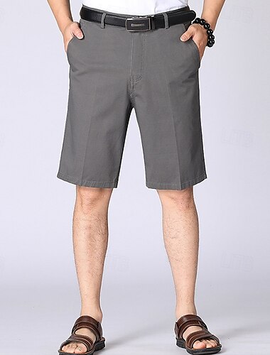  Férfi Rövidnadrágok Chino Shorts Ruha Rövidnadrág Bermuda nadrág Munkanadrág Gombok Zseb Egyenes lábbal Sima Légáteresztő Nem-vas Térdhossz Előírásos Iroda Napi Divat Üzlet Fekete Medence