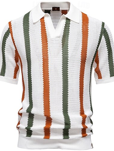  Rétro Vintage Années 1970 Chemise Polo en tricot Hippie Maille Rayé Homme Vacances Tenue Quotidienne Plage Adulte Haut Printemps & Été