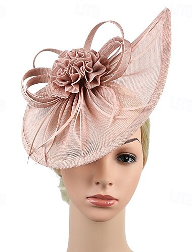  Kopfschmuck Leinenoptik Hochzeit Tee-Party Pferderennen Elegant Vintage Kuschelig Mit Blumig Kopfschmuck Kopfbedeckung