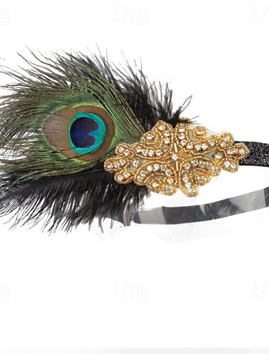  Retro Vintage Anos 20 Peça para Cabeça Baile de Máscara Faixa De Cabelo Estilo Melindrosa O Grande Gatsby charleston Pena Mulheres Dia Das Bruxas Carnaval Baile de Máscaras Coquetel Baile de