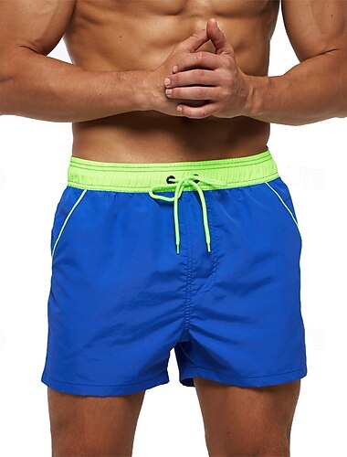  Herren Bademode Surfshorts Badehose Schwimmshorts kurz Surfshorts Unten Kordelzug Mit Taschen Schwimmen Surfen Strand Wassersport Patchwork Einfarbig Sommer Frühling