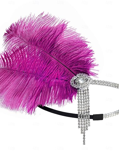 Retro Vintage 1920er Kopfschmuck Maskerade Flapper-Stirnband Kopfschmuck Der große Gatsby Charleston Feder Damen Halloween Karneval Maskerade Cocktailparty Abschlussball Hochzeitsfeier Teenager