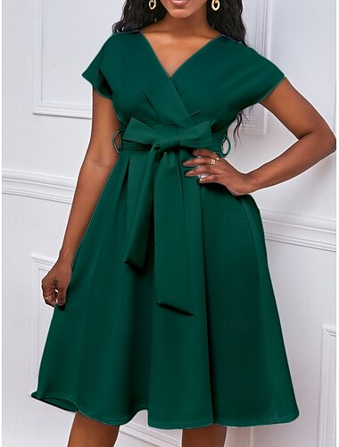 Kentucky Derby Damen Midikleid A Linie Kleid Sommerkleid Figurbetontes Kleid Halbformelle Kleider Kentucky Derby kleid hochzeitsgast Cocktailparty Regular Fit Graphic Kurzarm V Ausschnitt Schwarz