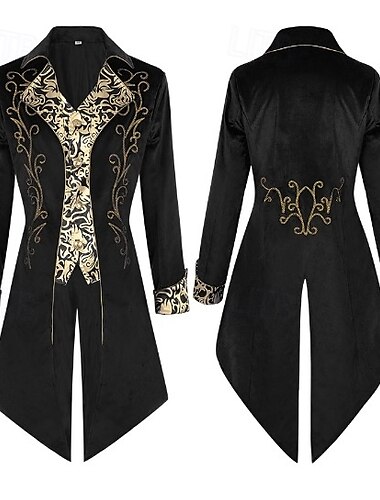  Retro vintage Middeleeuws Renaissance Jas Rok Ren Faire Prins Vampieren Edelman Jacquard Voor heren Koninklijk Stoompunk Halloween Carnaval Maskerade Carnaval Prestatie LARP Volwassenen Jas