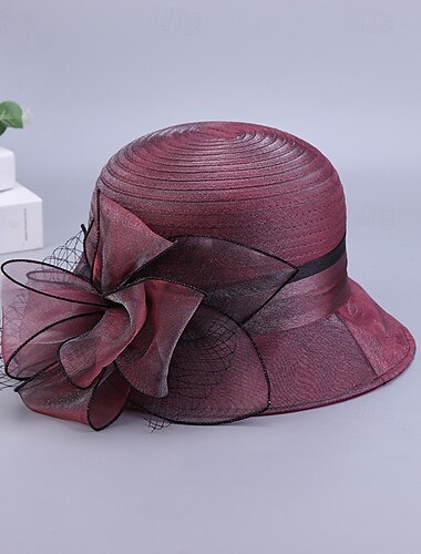 Klobouky Organza Kbelík Čajový dýchánek Dostih koktejl Elegantní Vinobraní Roztomilý S Květiny Přílba Pokrývky Hlavy