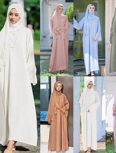  Damen Kleid Abaya Hijab-Schals Dubai islamisch arabisch Muslim Ramadan Erwachsene Kleid