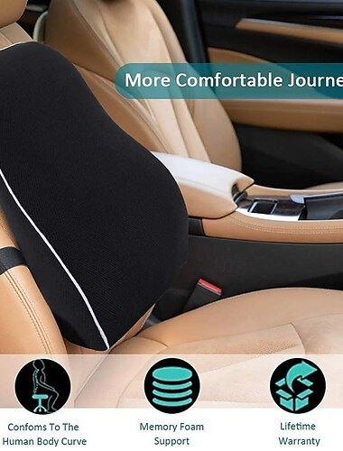  Asiento de coche, silla de oficina, respaldo, soporte lumbar, reposacabezas de coche, cojín de espuma viscoelástica de rebote, cojín lumbar para espalda de conductor de coche