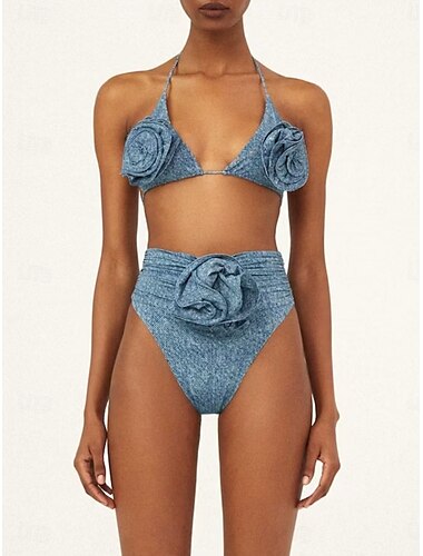  Mujer Bañadores Bikini 2 piezas Falda Traje de baño Espalda al Aire Delgado Vacaciones Ropa de playa Color sólido Escote en Pico Sin Mangas Trajes de baño