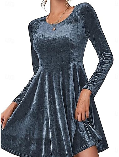  Damen Mini Kleid Korsagenkleid A-Linie Kleid Bodycon Kleid Geburtstag Cocktail Party Geburtstag reguläre Passform Grafik Langarm Rundhalsausschnitt Schwarz Wein Blau Grün Sommer