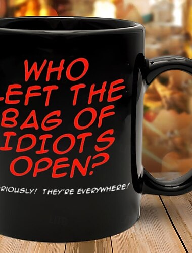  vem lämnade påsen med idioter öppen kaffemugg svart retro vintage keramisk mugg med grafisk design 12oz/330ml perfekt present till musikälskare gitarrister och bandmedlemmar
