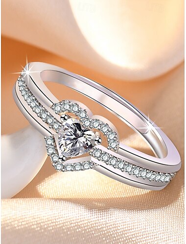  bague coeur plaquée or rose pour femme avec zircone cubique - une bague de fiançailles élégante pour une occasion spéciale