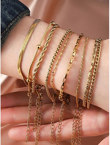  Estilo retro Serie de tótem Moda Personalizado Acero Pulsera pulsera Dorado / Dorado 2 / Dorado 3 Para Festivos