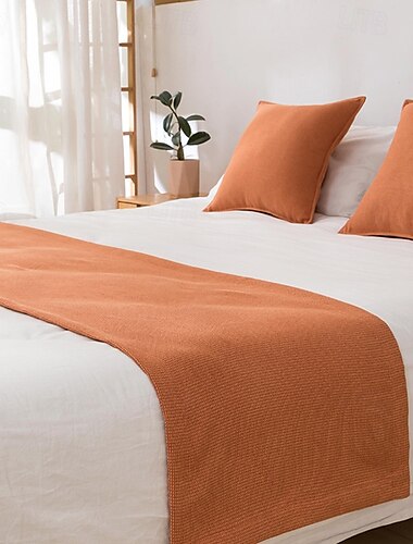  Bedloper Bed Sjaal Wafel Decoratieve Bed Sjaal voor Thuis Hotel Bedspreads Sjaals Bescherming Modern Effen Bedloper voor Voet van Bed Thuis Slaapkamer Beddecoratie