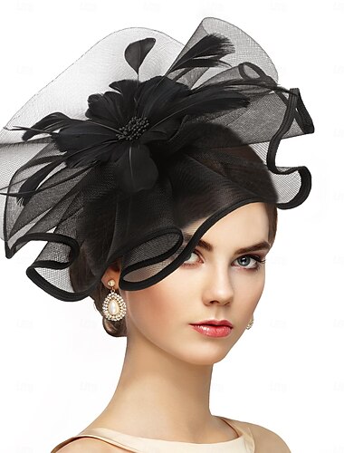  Sombrero vintage para fiesta de té - 2025 tocados de malla Kentucky, diadema con flores y plumas, sombreros Derby para mujeres y niñas