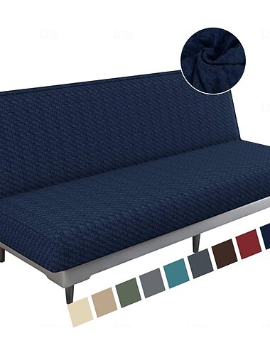  Jacquard Futon Cover Stretch Armless Futon Sofa Cover Soft Futon Slipcover with Elastic Bottom Thick Sofa Bed Furniture Protector Covers for Washable Futon
