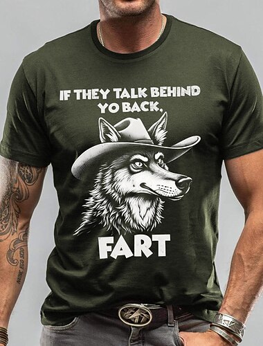  Miesten Hauska T-paita Lyhythihainen T-paita 3D-tulostus Tiukka pyöreä kaula-aukko Paita Muoti Päivittäin Katu Päivittäin Sininen Apila Harmaa Kesä Kevät Vaatetus S M L XL XXL XXXL