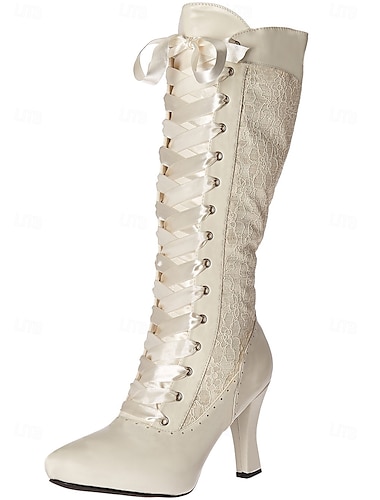  Rococó Barroco Victoriano Zapatos Botas hasta la rodilla Tacón alto Mujer Víspera de Todos los Santos Carnaval Mascarada Rendimiento Fiesta / Noche Mascarada Adulto Zapatos