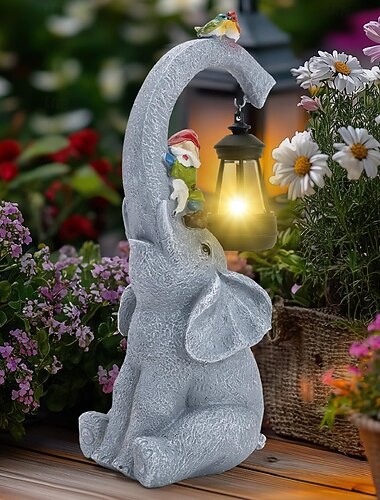 солнечный милый слон садовый декоративный светильник уличная статуя животного водонепроницаемый садовый светильник вилла газон дорожка новоселье женщины подарок маме на день рождения   солнечный милый слон садовый декоративный светильник уличная статуя животного водонепроницаемый садовый светильник вилла газон дорожка новоселье женщины подарок маме на день рождения