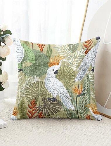  Bloemige Papegaai Decoratieve Toss Kussens Cover 1PC Zachte Vierkante Bankkussen Case Kussenhoes voor Slaapkamer Woonkamer Sofabank Stoel