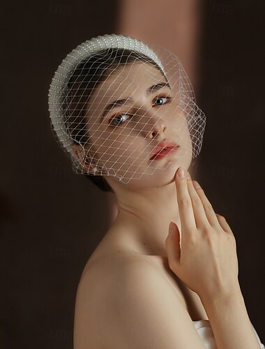  hikinauhat Hoofdtooi Netto kralen Bruiloft Vintage Bruiloft Met Tule Helm Hoofddeksels