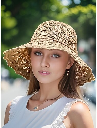  Damen-Sonnenhut im Bohemian-Stil mit 3D-Blumendekoration – faltbar, leicht und atmungsaktiv, perfekt für Sommer, Strand und Outdoor-Aktivitäten