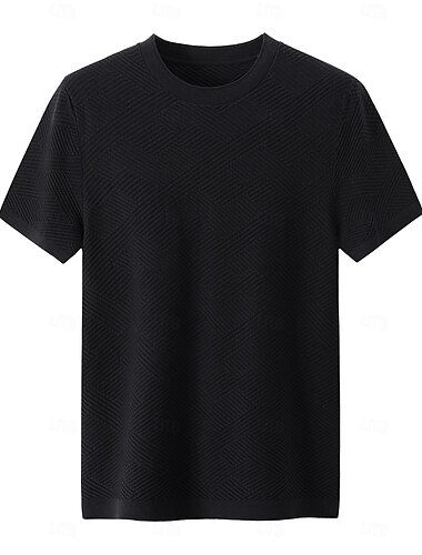  Herren T Shirt Kurzarm Rundhalsausschnitt Sommer Frühling Strickware Urlaub Vintage 3D Weben Schule Training Outdoor Schwarz Olive Hellgrau Top T-Shirt für Herren