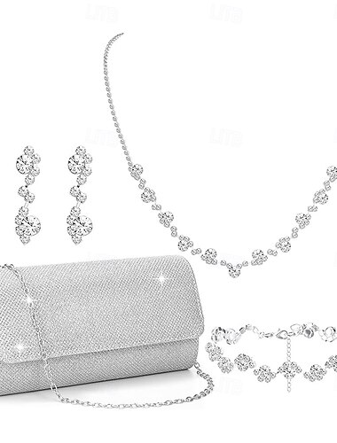  Brautschmuck-Sets 1 Aleación 1 Armreif Ohrringe Halsketten Damen Stilvoll Luxus Niedlich Schick Freude Geometrische Form Schmuck-Set Für Party-Abendgarderobe