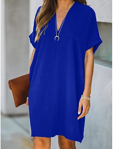  Damen Mini Kleid A-Linien Kleid Sommer Kleid Einfarbig Basic Lässig Urlaub Alltag Reguläre Passform Grafik Ärmellos V-Ausschnitt Schwarz Weiß Gelb Rot Sommer