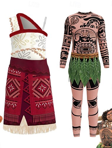  Moana Princesse Moana Robe Combinaisons Déguisements de couple Costumes Thématiques de Films et TV Cosplay de Film for Homme Femmes Adulte Carnaval Journée des enfants Journée mondiale du livre