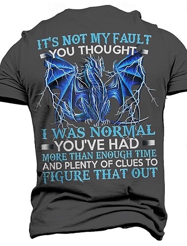  Herren Drache T Shirt Kurzarm T-Shirt 3D-Druck Rundhalsausschnitt Hemd Gothic Strasse Dunkle Party Schwarz Blau Grau Sommer Frühling Bekleidung S M L XL XXL XXXL