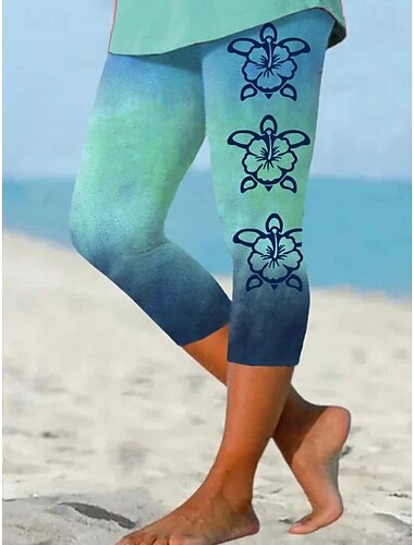  Dames Leggings Capri Broeken Hoge Elasticiteit Mode Streetwear Volledige Lengte Hoge Taille Grafische Bedrukking Thermisch Warm Ademend Zacht Buiten Dagelijks Appelgroen Vallen Winter Reguliere